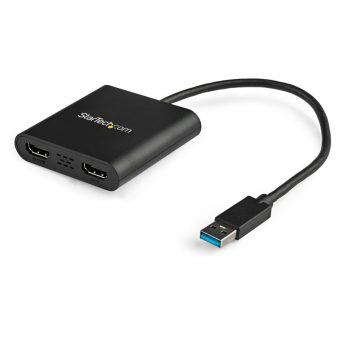 StarTech USB 3.0 Male to Dual HDMI Female Adapter 0.25m Black USB32HD2