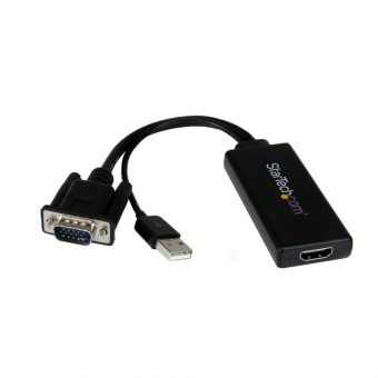 StarTech VGA Male to HDMI Female Adapter with USB Audio & Power Black VGA2HDU