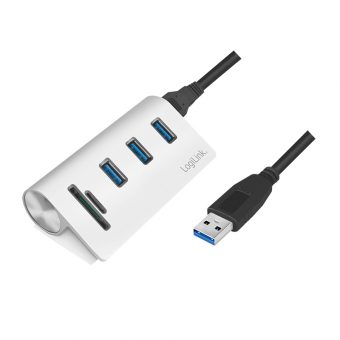 LogiLink USB 3.0 Hub With Card-Reader Silver CR0045