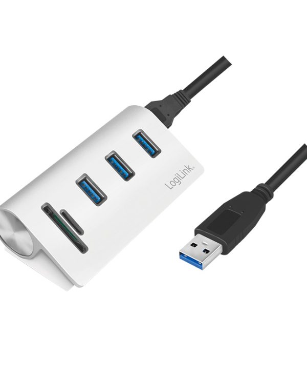 LogiLink USB 3.0 Hub With Card-Reader Silver CR0045