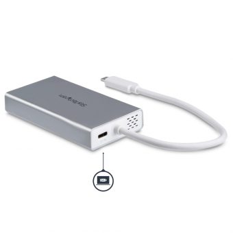 StarTech USB-C Travel Docking Station Silver/White DKT30CHPDW - Image 2