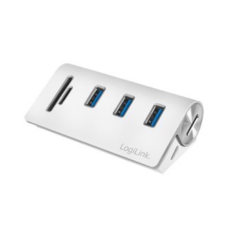 LogiLink USB 3.0 Hub With Card-Reader Silver CR0045 - Image 2