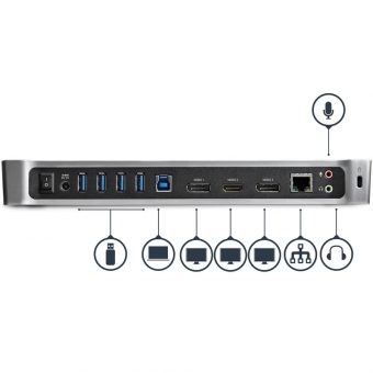 StarTech USB 3.0 Triple Monitor Docking Station Black USB3DOCKH2DP - Image 4