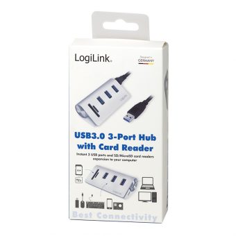 LogiLink USB 3.0 Hub With Card-Reader Silver CR0045 - Image 8
