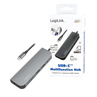 LogiLink USB-C 3.0 Hub With Card Reader Silver UA0343 - Image 9