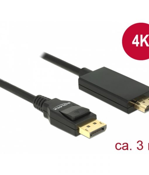 Delock Cable HDMI male to DisplayPort 1.2a male 3m Black 85318