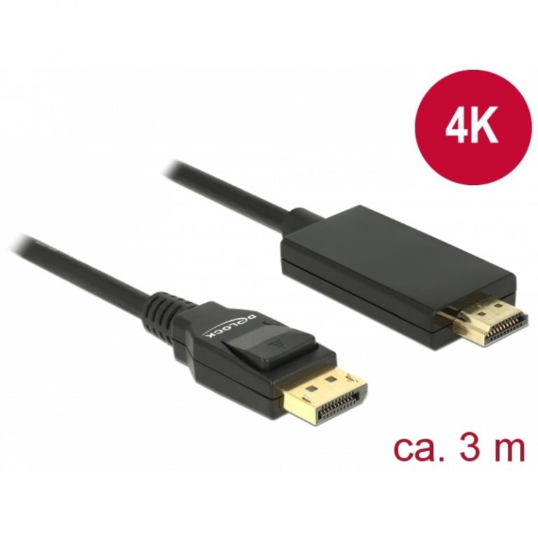 Delock Cable HDMI male to DisplayPort 1.2a male 3m Black 85318