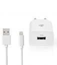 Nedis Wall Charger USB-A + Lightning 8-Pin Cable White WCHAL242AWT_1