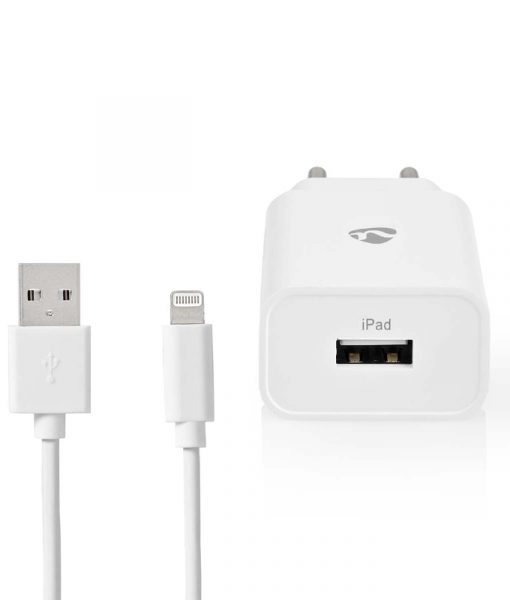 Nedis Wall Charger USB-A + Lightning 8-Pin Cable White WCHAL242AWT_1