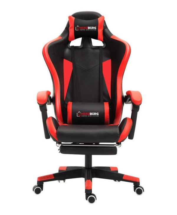 Herzberg Gaming Chair με Υποπόδιο Red/Black HG-8080RED