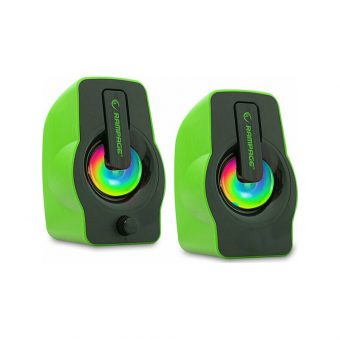 Rampage RMS-G7 Falsetto 2.0 Green LED 6W Usb Powered Black/Green 30259