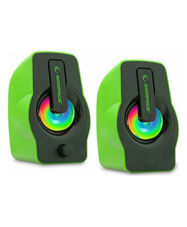 Rampage RMS-G7 Falsetto 2.0 Green LED 6W Usb Powered Black/Green 30259