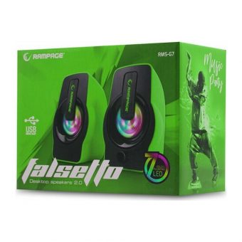 Rampage RMS-G7 Falsetto 2.0 Green LED 6W Usb Powered Black/Green 30259 - Image 4