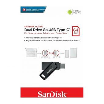 Sandisk Dual Drive USB Type-C 64GB USB-C Black SDDDC3-064G-G46 - Image 5