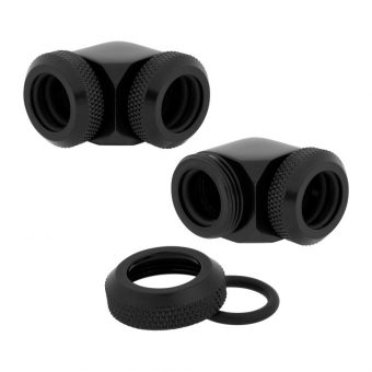 Corsair Hydro X Series XF Hardline OD Fitting 90° 12mm Black 2-Pack CX-9052022-WW