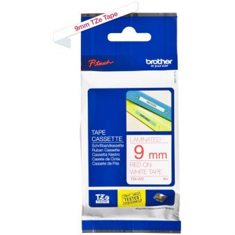 Brother Labelling Tape Cassette Red On White 9mmx8m TZe-222 - Image 2
