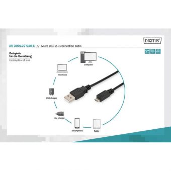 Digitus Connection Cable Micro USB-B Male-USB-A Male 1.80m Black AK-300127-018-S - Image 3