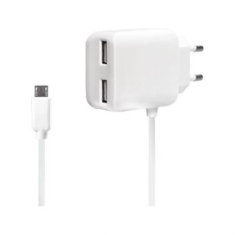 Logilink 2 x USB-A Wall Charger 2.1A With Micro USB-B cable White PA0157W
