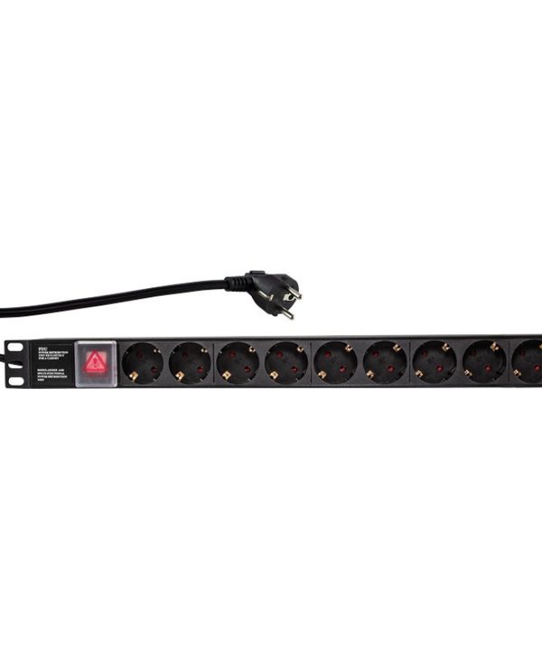Logilink Rackmount Πολύπριζο 19" 9xSchuko Με διακόπτη On/Off Black PDU9C02