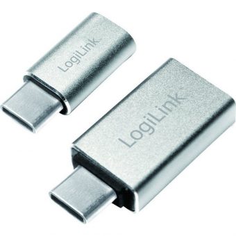Logilink Adapter USB-Type C 3.1 Male  - Micro USB-B 2.0 Male 2 pcs Silver AU0040