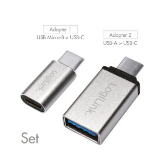 Logilink Adapter USB-Type C 3.1 Male  - Micro USB-B 2.0 Male 2 pcs Silver AU0040 - Image 3