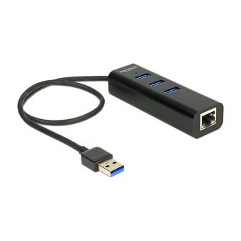 Delock Hub 3-port + 1-port Gigabit LAN 10/100/1000 Mbps 62653