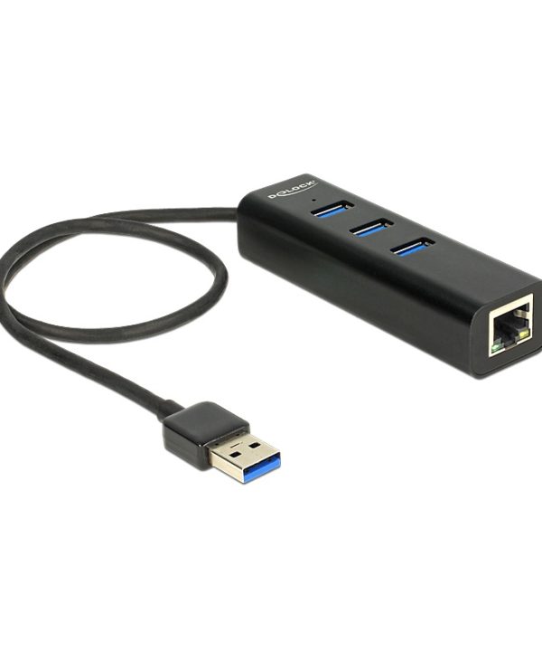 Delock Hub 3-port + 1-port Gigabit LAN 10/100/1000 Mbps 62653