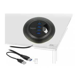 Delock In-Desk Hub 4-Port USB 3.0 62868