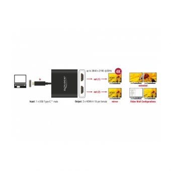 Delock Adapter USB Type-C To 2 x HDMI 4K 30 Hz 87719 - Image 2