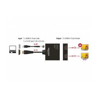 Delock Adapter HDMI To 2 x HDMI 4K 87700 - Image 4
