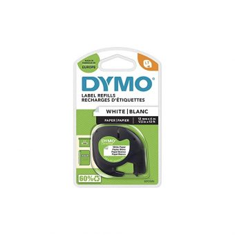 Dymo 91200 LT Paper Labels 12mm x 4m Black on White S0721510