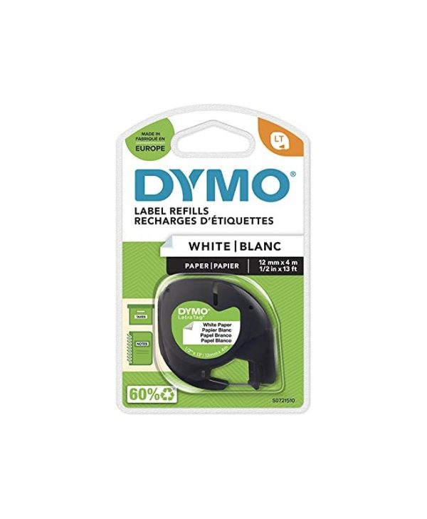 Dymo 91200 LT Paper Labels 12mm x 4m Black on White S0721510
