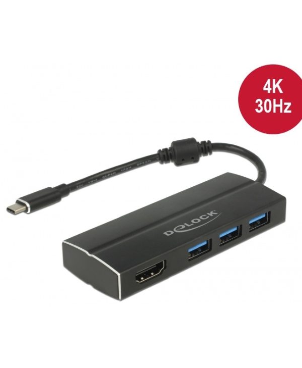 Delock USB 3.0 Type-C - 3xUSB 3.0 Type-A + HDMI 4K 30Hz Adapter 63931