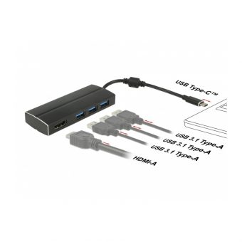 Delock USB 3.0 Type-C - 3xUSB 3.0 Type-A + HDMI 4K 30Hz Adapter 63931 - Image 2
