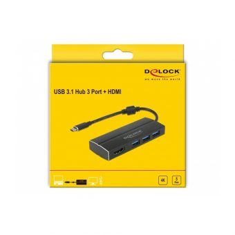 Delock USB 3.0 Type-C - 3xUSB 3.0 Type-A + HDMI 4K 30Hz Adapter 63931 - Image 3
