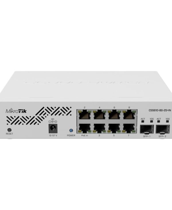 MikroTik Cloud Smart Rackmount Gigabit Switch 8x RJ-45, 2x SFP+, PoE PD CSS610-8G-2S+IN