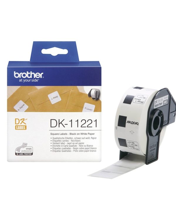 Brother Black on White Label Roll  2.3 x 2.3cm DK-11221