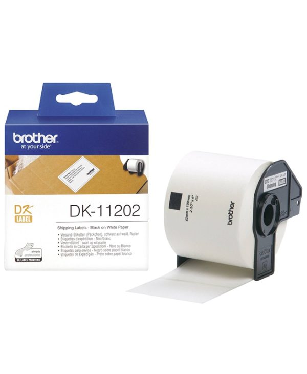 Brother Black on White Label Roll 6.2 x 10 cm DK11202