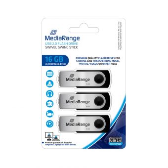 MediarRange 16GB USB 2.0 Flash Drive 3-Pack MR910-3