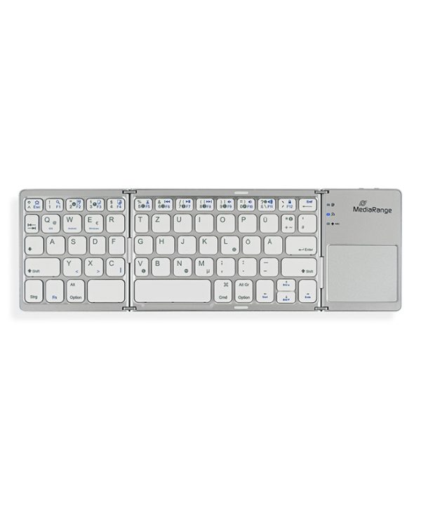 MediarRange Foldabe/Rechargable Bluetooth Keyboard With Touchpad Silver MROS133-GR