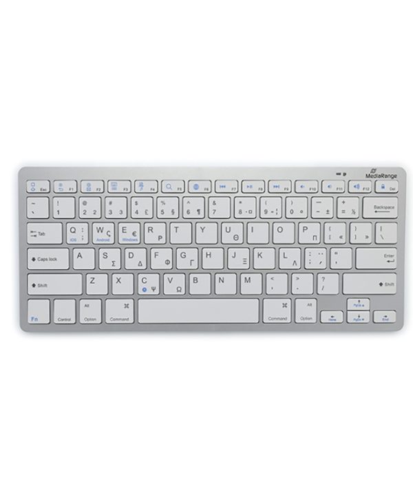 MediaRange Compact Size Ultra Flat Keys Bluetooth Keyboard Silver MROS132-GR