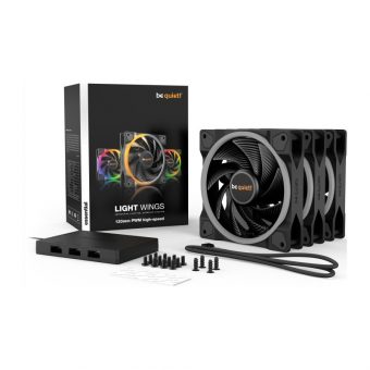 Be Quiet! Light Wings 120mm ARGB PWM High-Speed 3-Pack With Hub BL077 - Image 6