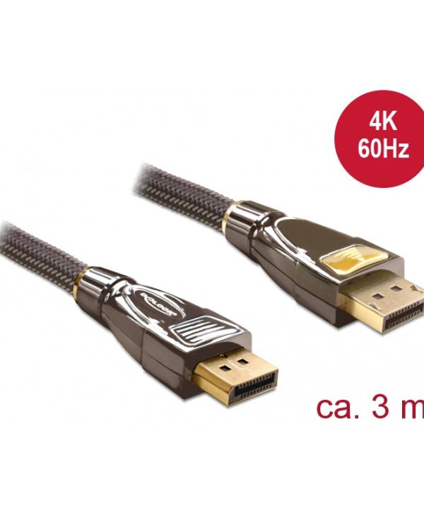 Delock Cable Display Port 1.2 Male/Male 4k Premium 3m 82772