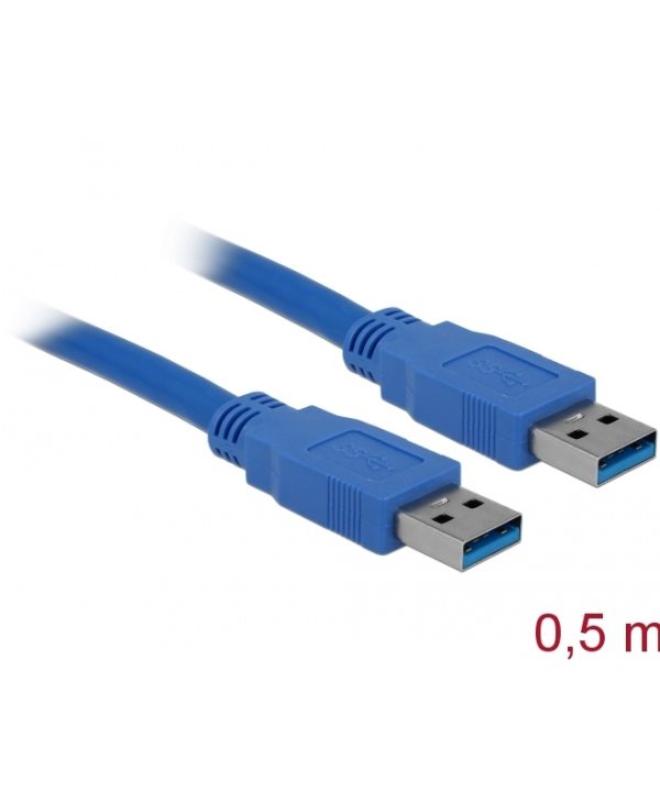 Delock cable USB 3.0 type A Male/Male 0.5m Blue 83121