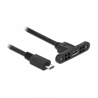 Delock Cable Micro USB-B M/F 0.25m With Mounting Panel Black 85245