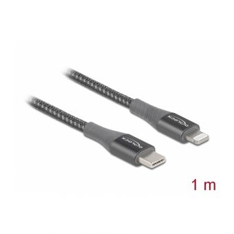 Delock Cable USB-C To Lightning 1m Grey 86631