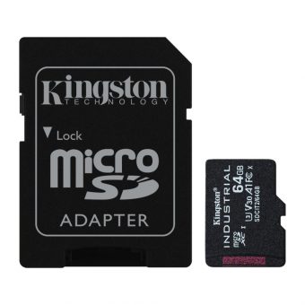 Kingston Industrial Temperature MicroSDHC + SD Adapter 64GB UHS-I U3 A1 Class 10 SDCIT2/64GB