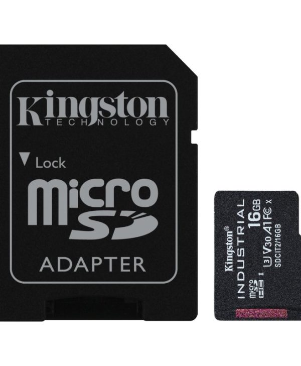 Kingston Industrial Temperature MicroSDHC + SD Adapter 16GB UHS-I U3 A1 Class 10 SDCIT2/16GB