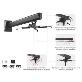 Value Wall Projector Mount 82.6cm Length-16Kg Capacity Black 17.99.1118 - Image 3