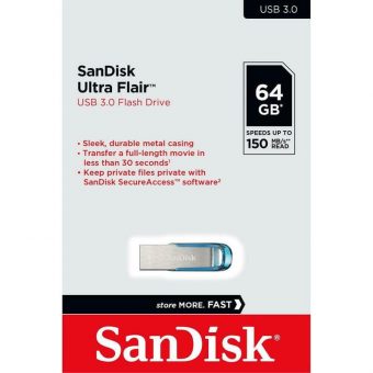 SanDisk Ultra Flair 64GB USB 3.0 Blue SDCZ73-064G-G46B - Image 2